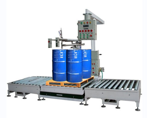 品質  Auto 1000L Container IBC Filling Equipment Weighing With Roller Conveyor 工場